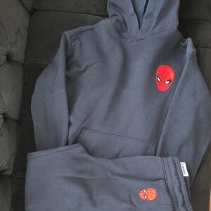 Kids Black Spider Hoodie and Pants Set